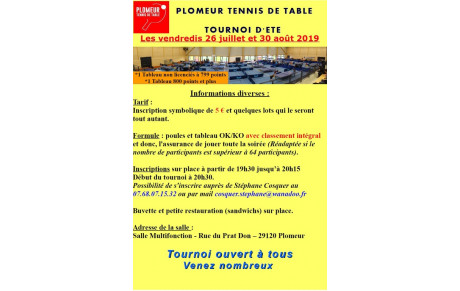 Tournoi d'été - vendredi 30 août