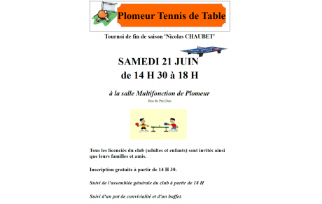 Tournoi de fin de saison et Assemblée générale
